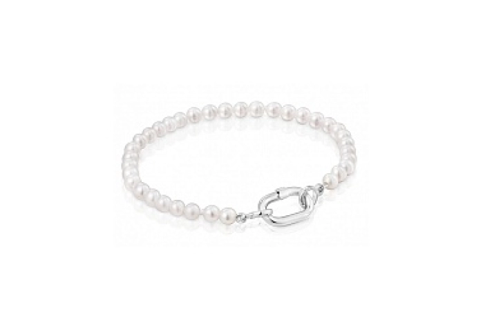 PEARL/SILVER BRACELET OVAL CLOSURE