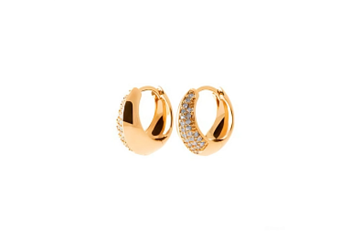 LOOPPLATEDEARRINGSCZ 18 KT GOLD