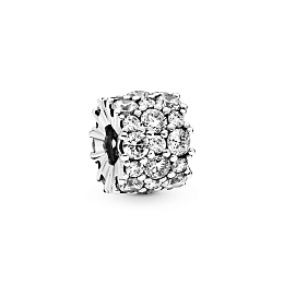 Sterling silver charm with clear cubic zirconia
