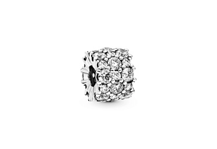 Sterling silver charm with clear cubic zirconia