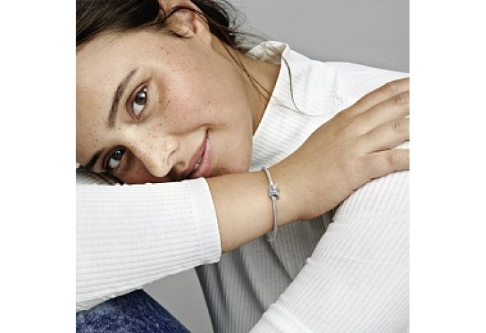 Snake chain sterling silver bracelet with butterfl