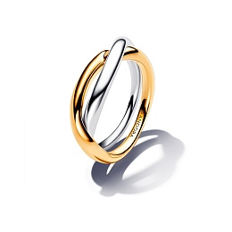 Sterling silver and 14k gold-plated entwined rings