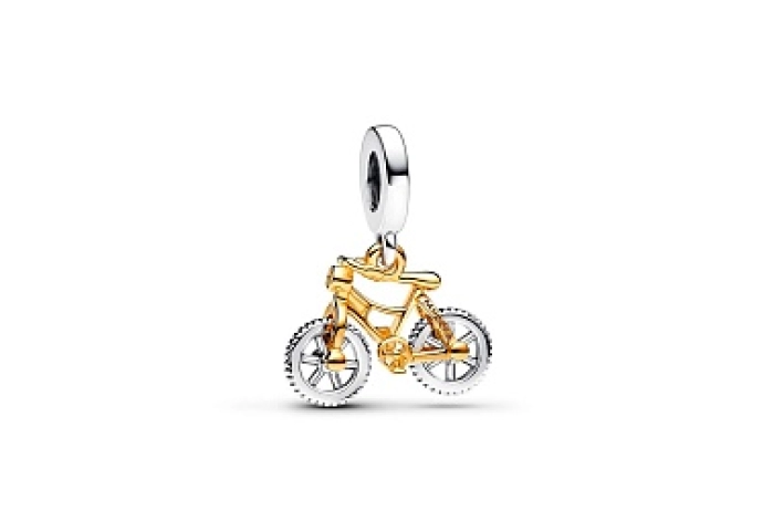 Moveable bike sterling silver and 14k gold-plated 