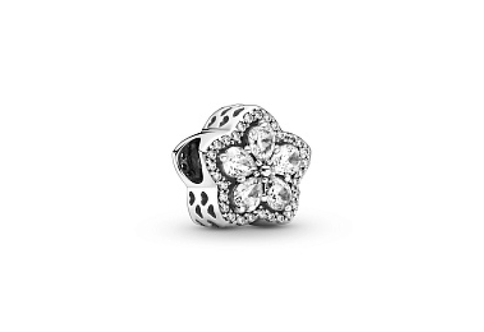 Snowflake sterling silver charm with clear cubic z