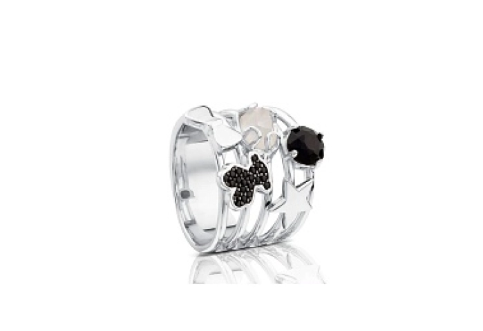 SILVER RING MOP SPINELS ONYX  N12