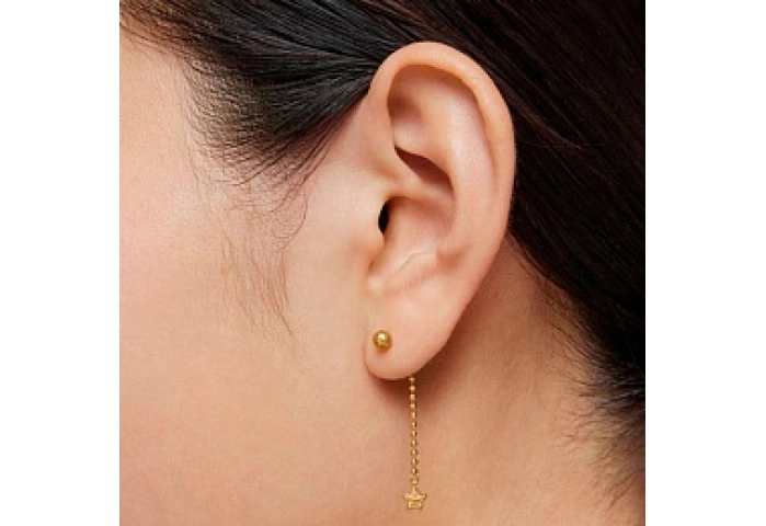 SILVER GOLD PLATED EARRINGS CHAIN STAR