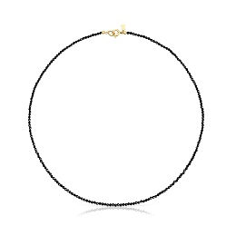 SILVER CHOKER GOLD PLATED ONYX 43CM