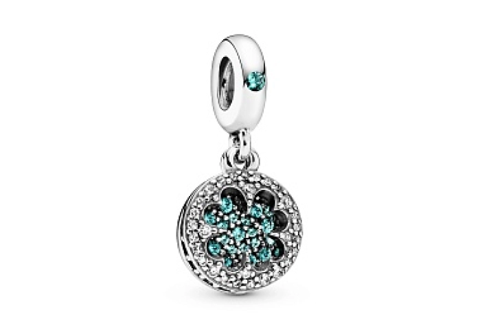Clover silver dangle with royal green, aqua green 