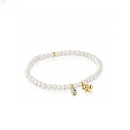 SILVER GOLDPLATED PEARL BRACELET TOPAZ