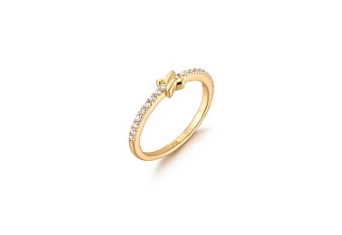 Gold Cross Cubic Zirconia Ring