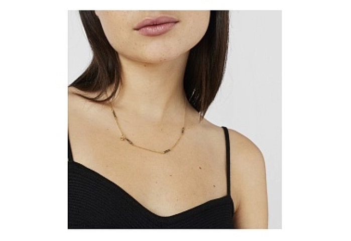 SILVER GOLD PALTED CHOKER PYRITE 45CM