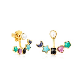 SILVER GOLD PLATED EARRINGS MOP GEMS