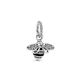 Bee sterling silver pendant with clearcubic zircon