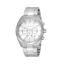 ESPRIT Men Watch, Silver Color Case, Silver Dial, Stainless Steel Metal Bracelet, Chronograph, 10 AT