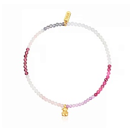 SILVER GOLD PLATED BRACELET MULTI GEMS PINK