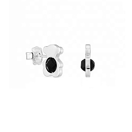 SILVER EARRINGS BEAR 12MM ONYX