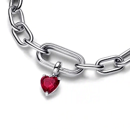 Heart sterling silver mini dangle with cherries jubilee red crystal