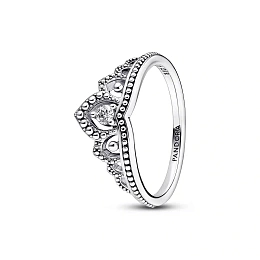 Regal tiara sterling silver ring with clear cubic 