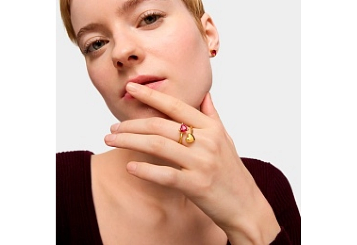 SILVER GOLDPLATED RING LGG RUBY HEART