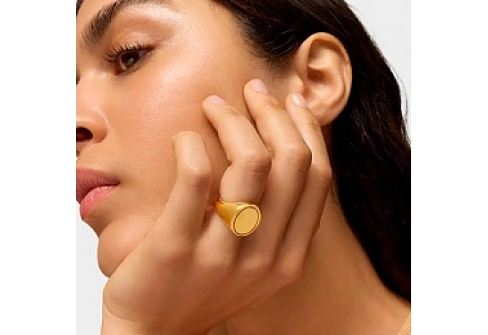 SILVER GOLD PLATED SIGNET RING 16MM