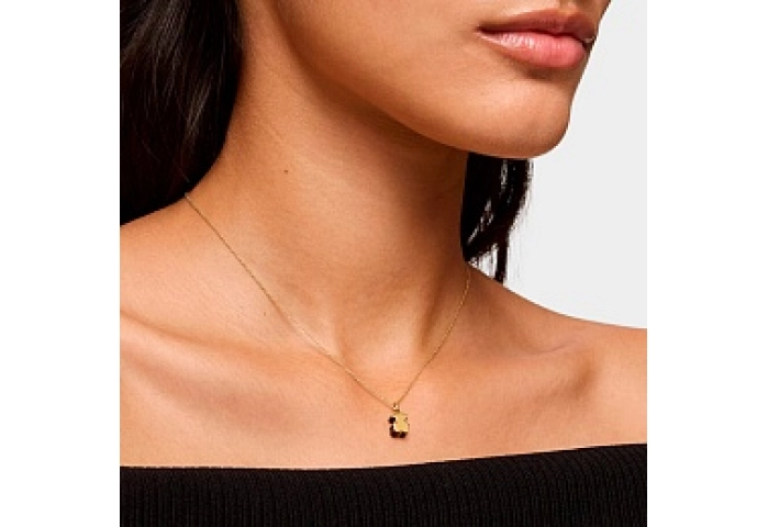 18KT GOLD PENDANT ONYX BEAR 8MM