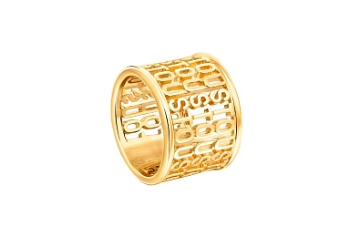SILVER GOLD PLATED RING 15MM LOGO N14