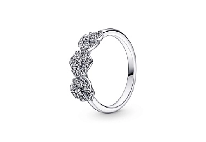 Pansy sterling silver ring with clear cubic zirconia/Серебряное кольцо с чистым кубическим цирконием