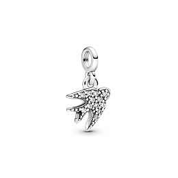 Swallow sterling silver dangle with clear cubiczirconia