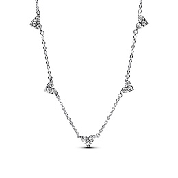 Hearts sterling silver collier with clear cubic zirconia