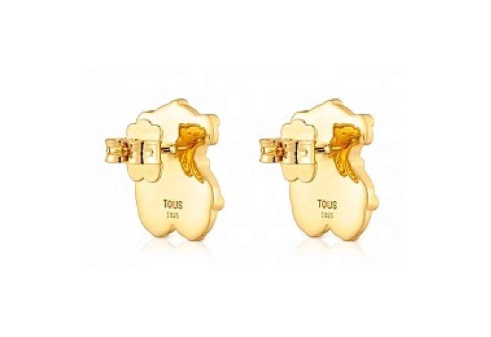 SILVER GOLD PLATED EARRINGS BEAR 15MM