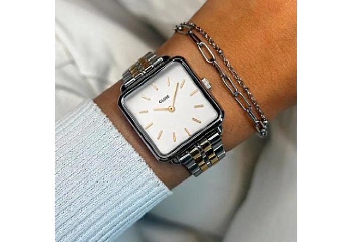 Gift Box La Tétragone Steel Watch, Bicolour & Doub