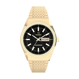 Q Falcon Eye Gold Tone Black Dial