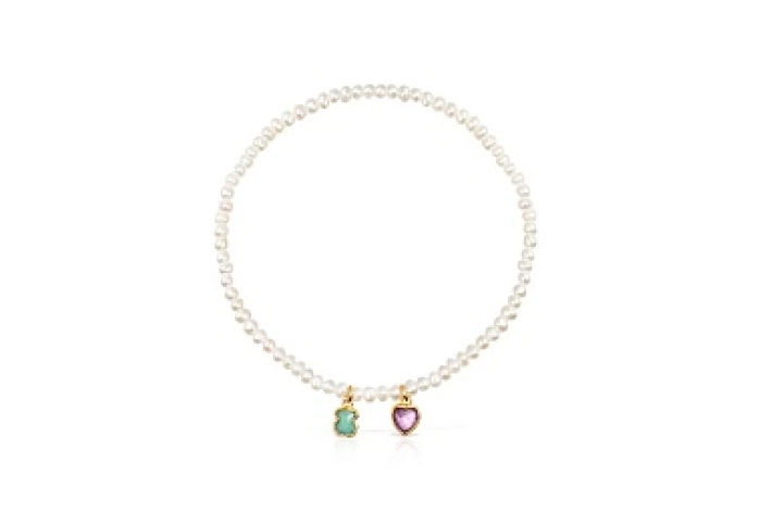 SILVER G PLATED BRACELET PEARL GEMS MOP