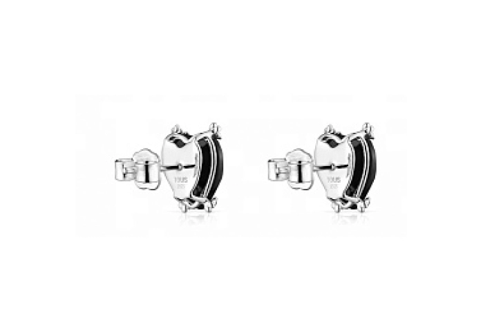 SILVER EARRINGS ONIX 10MM
