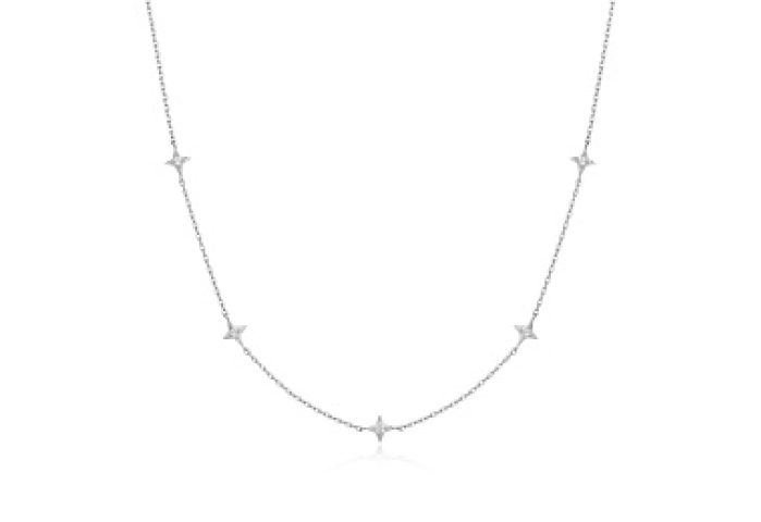 Silver Stars Station Necklace