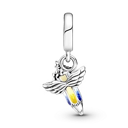 Crayon with butterflies and wings  sterlingsilver dangle with blue,pink, yellow, white andgreen