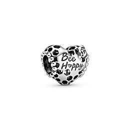 Honeycomb and heart sterling silver charm