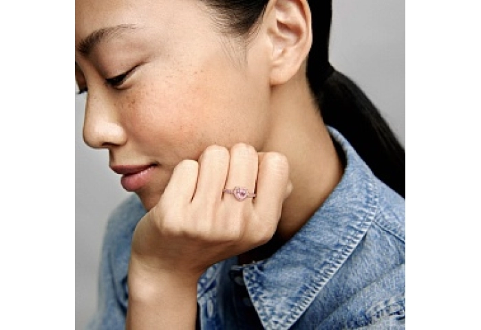 Heart 14k rose gold-plated ring with orchid pink c
