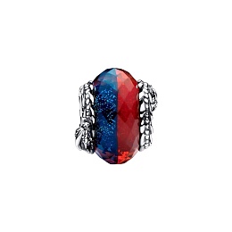 Project House Ice and Fire sterling silver charm with faceted red and blue Murano glass