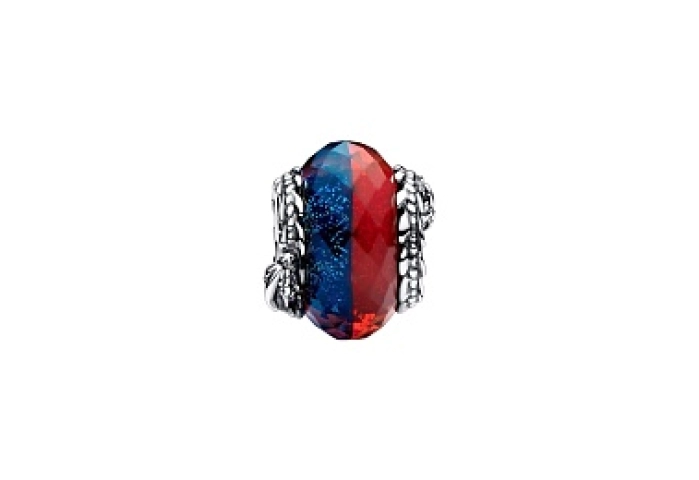 Project House Ice and Fire sterling silver charm with faceted red and blue Murano glass
