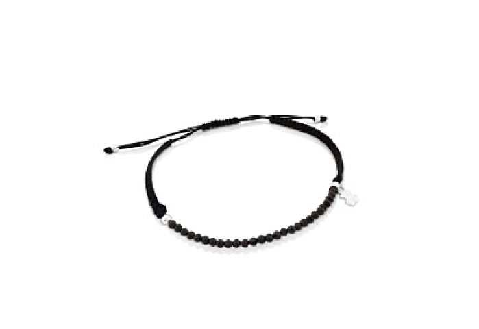 NYLON CORD SPINELS AND SILVER BRACELET