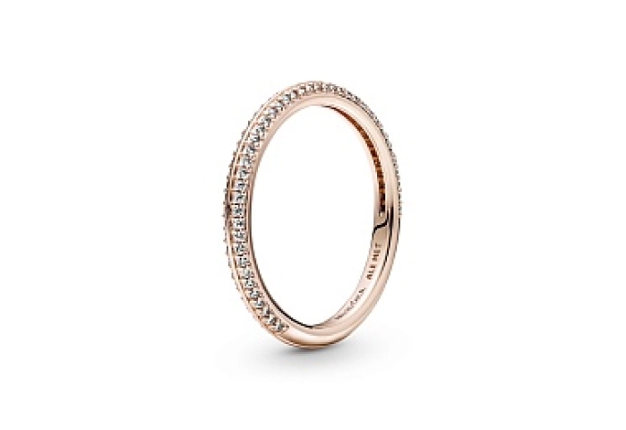 14k Rose gold-plated ring with clear cubiczirconia