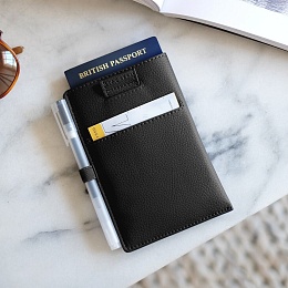 Pebble Black Passport Sleeve