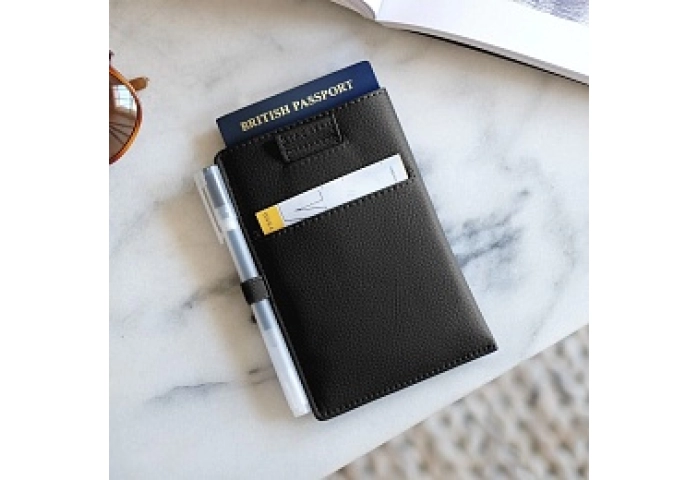 Pebble Black Passport Sleeve