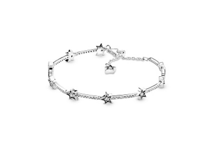 Star sterling silver bracelet with clear cubic zir