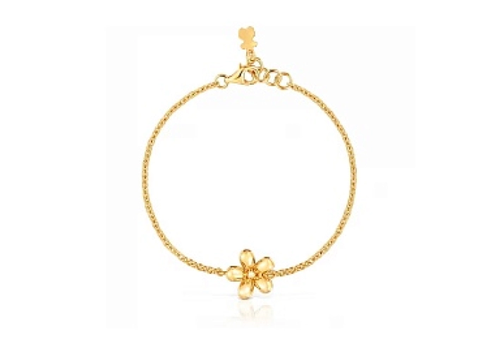 SILVER GOLD PLATED BRACELET FLOWER 22MM