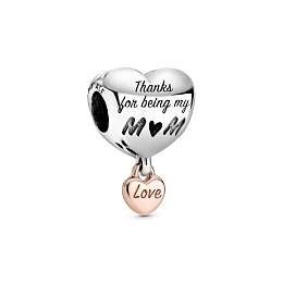 Heart sterling silver and 14k rose gold-plated cha