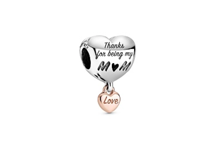 Heart sterling silver and 14k rose gold-plated cha