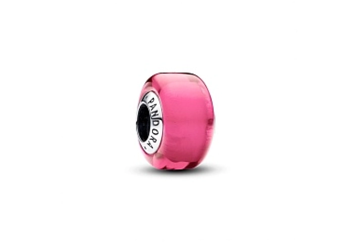 Sterling silver charm with pink Murano glass