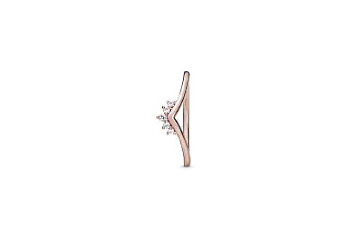 Tiara wishbone 14k rose gold-plated ring with clea